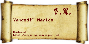 Vancsó Marica névjegykártya